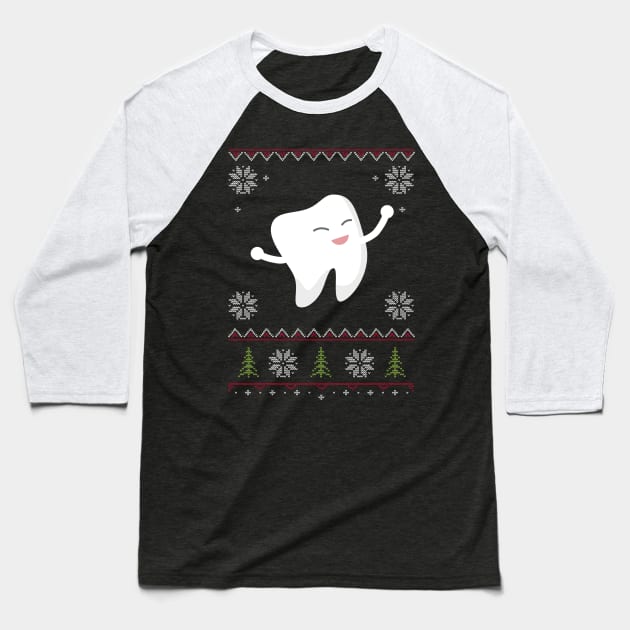 Dentist Ugly Sweater Christmas Baseball T-Shirt by vladocar